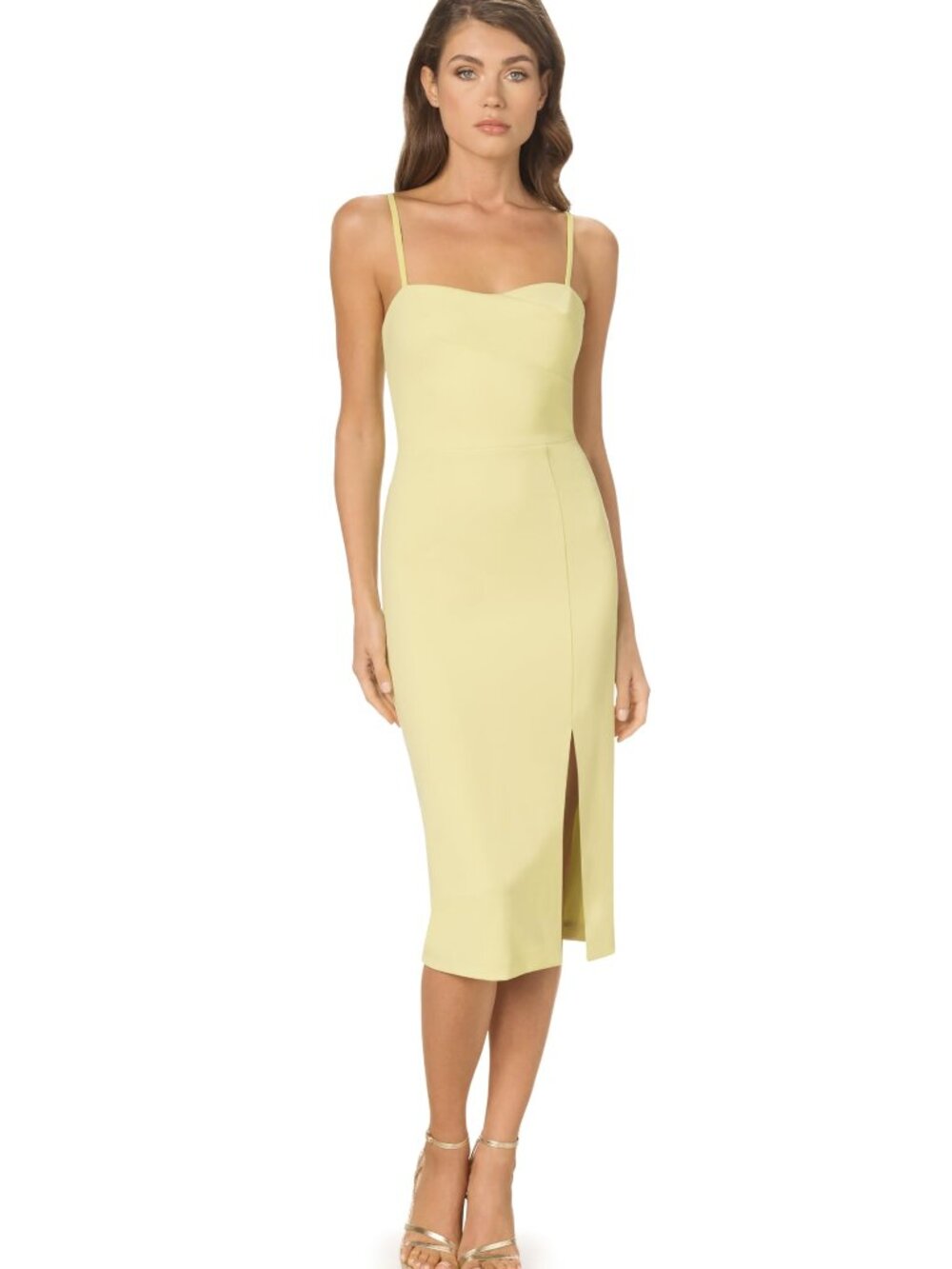Dress the Population Women's Alana Crepe, Midi, Bodycon, Sweetheart Neck Dress,